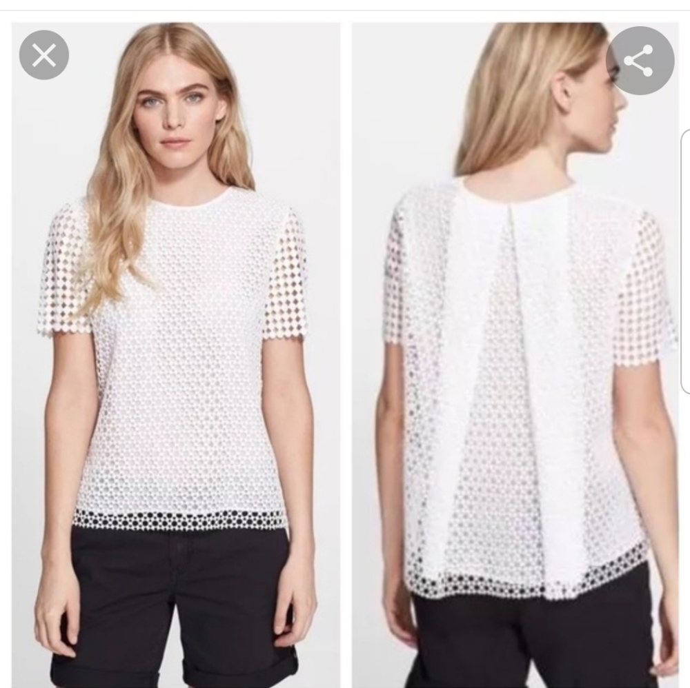 Tory Burch White Eyelet Short Sleeve Top